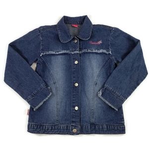 Disney Princess Stonewashed Denim Jacket Girls Size 10 Cinderella Frayed